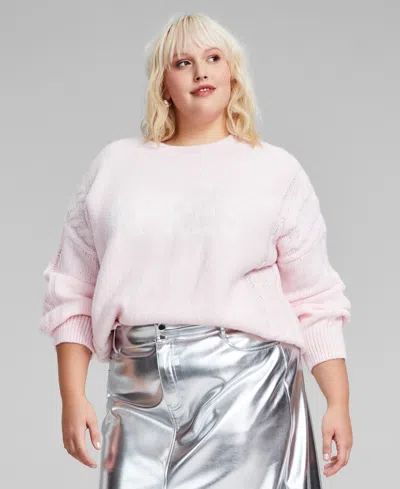And Now This Trendy Plus Size Apres Cable-knit Sweater, Created For Macy's In Pink Polish
