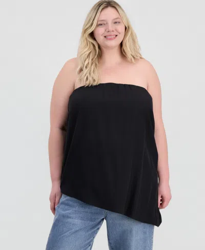 And Now This Trendy Plus Size Asymmetrical-neck Strapless Top, Macy's Exclusive In Black