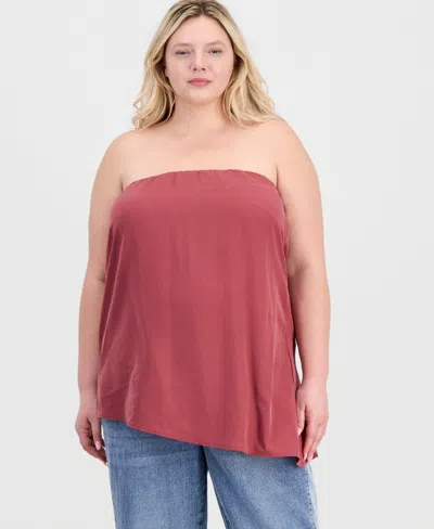 And Now This Trendy Plus Size Asymmetrical-neck Strapless Top, Macy's Exclusive In Red