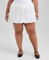 And Now This Trendy Plus Size Bubble-hem Mini Lace Skirt, Macy's Exclusive In White