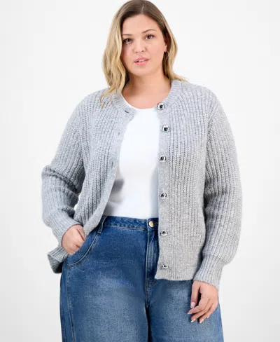 And Now This Trendy Plus Size Button Cardigan, Macy's Exclusive In Blue