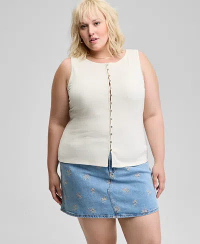 AND NOW THIS TRENDY PLUS SIZE BUTTON-FRONT TANK TOP, EXCLUSIVELY AT MACY'S