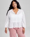 And Now This Trendy Plus Size Clip-dot Button-front Top, Exclusively At Macy's In Calla Lily