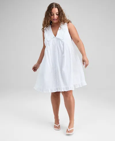 And Now This Trendy Plus Size Cotton Babydoll Dress, Macy's Exclusive In White