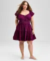 And Now This Trendy Plus Size Cotton Burnout Fit & Flare Dress, Exclusively At Macy's In Purple