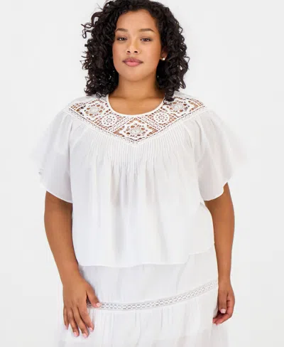 And Now This Trendy Plus Size Cotton Crocheted Top, Macy's Exclusive In White