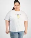 And Now This Trendy Plus Size Cotton French 75 Graphic Tee, Exclusively At Macy's In Bright White