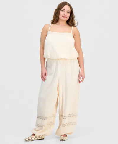 And Now This Trendy Plus Size Cotton Gauze Balloon Pants, Macy's Exclusive In Neutral