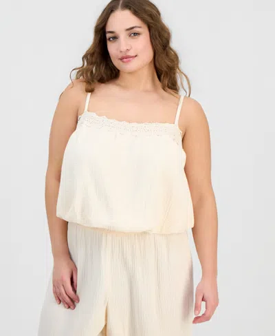And Now This Trendy Plus Size Cotton Gauze Bubble Top, Macy's Exclusive In Neutral