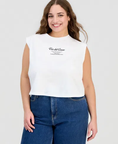 And Now This Trendy Plus Size Cotton Graphic-print Muscle T-shirt, Macy's Exclusive In Blue