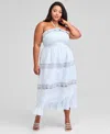 And Now This Trendy Plus Size Cotton Lace Maxi Dress, Exclusively At Macy's In Blue