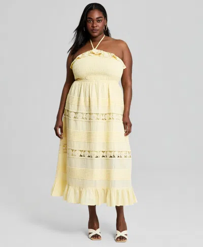 And Now This Trendy Plus Size Cotton Lace Maxi Dress, Exclusively At Macy's In Yellow