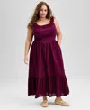 And Now This Now This Womens Cotton Ruffle Trim Scoop Neck Voile Maxi Dress P Xxs 4x Exclusively At Macys In Purple