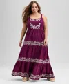 And Now This Women's Embroidered Cotton Maxi Dress, Exclusively At Macy's In Gold