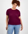 And Now This Trendy Plus Size Crewneck Short-sleeve Sweater, Exclusively At Macy's In Burgundy