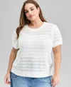 And Now This Trendy Plus Size Crewneck Short-sleeve Sweater, Exclusively At Macy's In Neutral