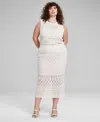 And Now This Trendy Plus Size Crochet Midi Skirt, Created For Macy's In Cream