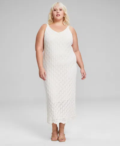 And Now This Trendy Plus Size Crochet Sleeveless Dress, Created For Macy's  In Cream | ModeSens