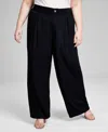 And Now This Trendy Plus Size Easy Wide-leg Trousers In Black