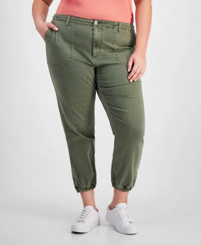 And Now This Trendy Plus Size Elastic-hem Pants, Created For Macy's In Oregano