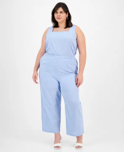 And Now This Trendy Plus Size Embroidered High-rise Pants, Exclusively At Macy's In Frozen Fjord