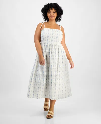And Now This Trendy Plus Size Floral Fit & Flare Dress, Exclusively At Macy's In Blue,cream Floral