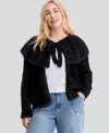 And Now This Trendy Plus Size Fuzzy Cape Sweater, Macy's Exclusive In Black