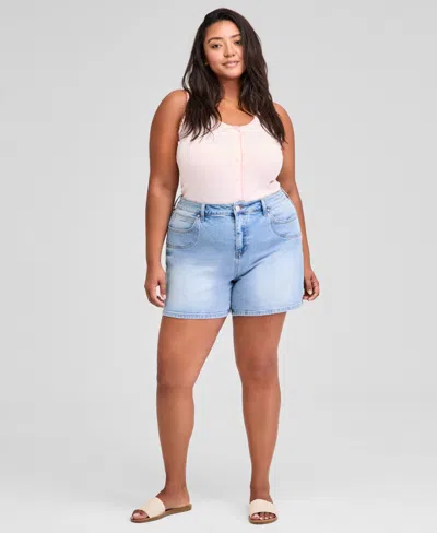 And Now This Trendy Plus Size High Rise Denim Shorts, Exclusively At Macy's