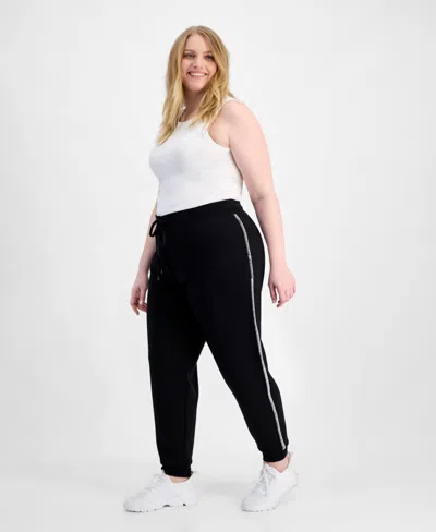 And Now This Trendy Plus Size High Rise Drawstring Jogger Pants, Macy's Exclusive In Black