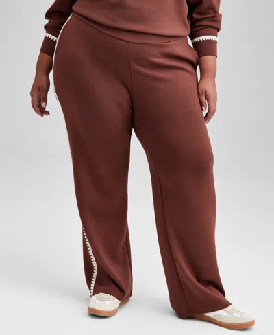 And Now This Trendy Plus Size High-rise Whipstitch Scuba Pants, Macy's Exclusive In Brown
