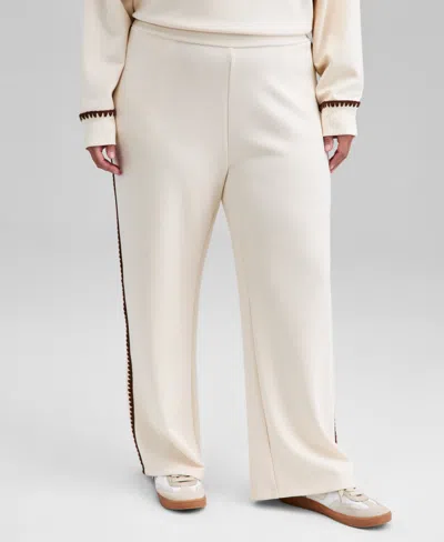 And Now This Trendy Plus Size High-rise Whipstitch Scuba Pants, Macy's Exclusive In Neutral