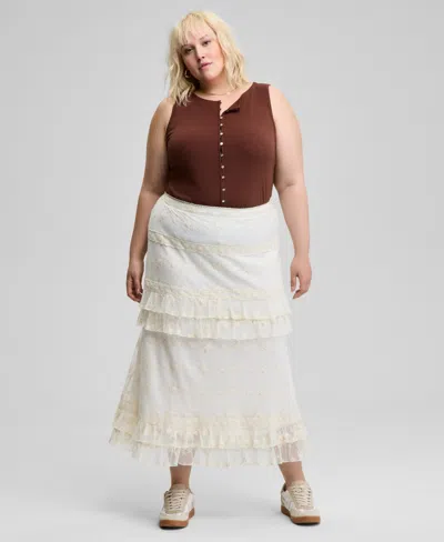 And Now This Trendy Plus Size Lace Ruffle-trim Maxi Skirt, Exclusively At Macy's