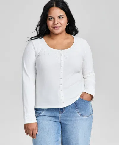 And Now This Trendy Plus Size Lace Trim Cardigan, Macy's Exclusive In White