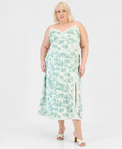 And Now This Trendy Plus Size Lace-tim Slip Dress, Macy's Exclusive In White