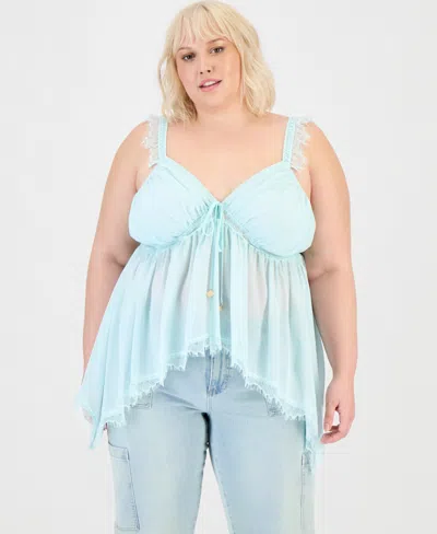 And Now This Trendy Plus Size Lace-trim High-low Top, Macy's Exclusive In Multi