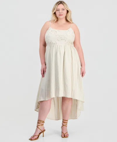 And Now This Trendy Plus Size Lace-trim Striped Midi Dress, Macy's Exclusive In Animal Print