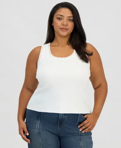 And Now This Trendy Plus Size Lace-trim Tank Top, Macy's Exclusive In White