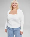 And Now This Trendy Plus Size Layered-look Shrug Sweater, Created For Macy's In Calla Lily