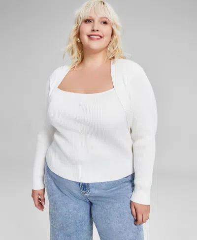 And Now This Trendy Plus Size Layered-look Shrug Sweater, Created For Macy's In Calla Lily