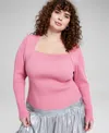 And Now This Trendy Plus Size Layered-look Shrug Sweater, Created For Macy's In Pink Polish