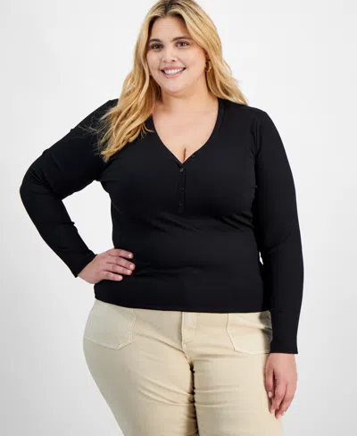 And Now This Trendy Plus Size Long-sleeve Henley Top, Created For Macy's
