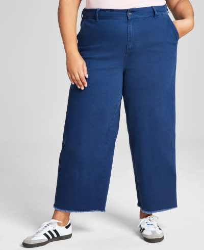 And Now This Trendy Plus Size Mariner Wide-leg Pants, Created For Macy's In Navy