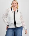 AND NOW THIS TRENDY PLUS SIZE OPEN-STITCH ZIP-FRONT CARDIGAN, EXCLUSIVELY AT MACY'S