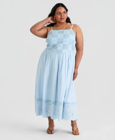 And Now This Trendy Plus Size Patchwork Top Maxi Dress, Macy's Exclusive In Blue