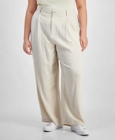 And Now This Trendy Plus Size Pleat-front Wide-leg Pants In Tan