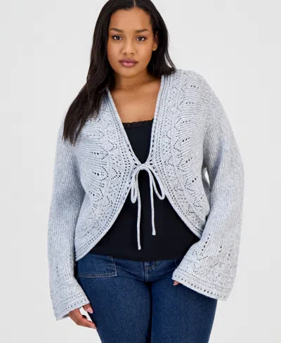 And Now This Trendy Plus Size Pointelle Cutaway Cardigan, Macy's Exclusive In White