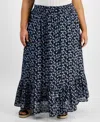 AND NOW THIS TRENDY PLUS SIZE PRINTED BUTTON-FRONT MAXI SKIRT