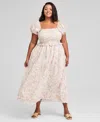 And Now This Trendy Plus Size Printed Puff-sleeve Maxi Dress, Exclusively At Macy's