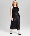 And Now This Trendy Plus Size Rhinestone-embellished Skirt In Black