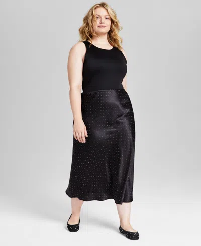 And Now This Trendy Plus Size Rhinestone-embellished Skirt In Black